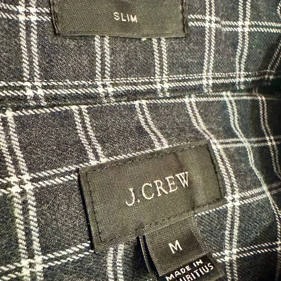 J.Crew Men’s Slim Fit Flannel Shirt Black & White Windowpane Plaid Size Medium - Picture 4 of 5